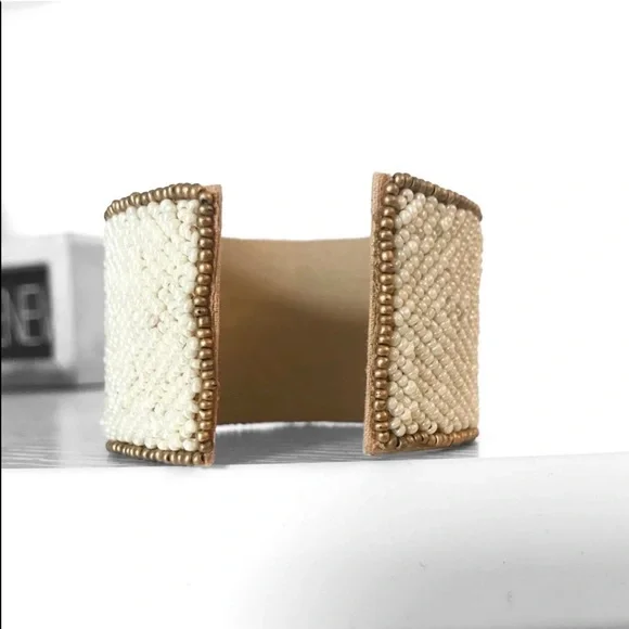 JWB7) New! Handmade Boho Beaded Tassel Natural Cuff Bracelet - Picture 5 of 7